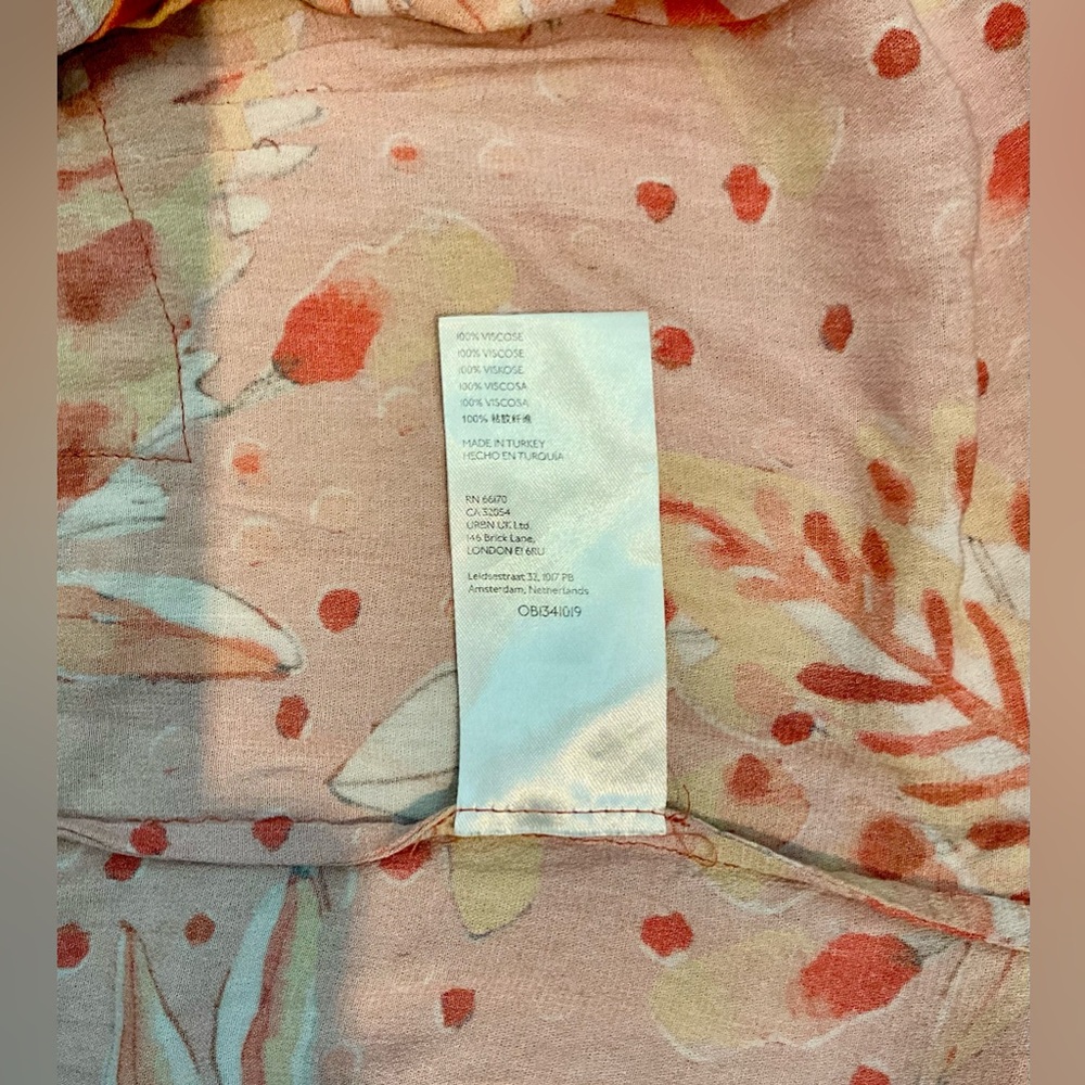 Anthropologie Artistic floral print Pink and Orange Blouse - Picture 6 of 6